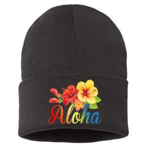 Aloha Floral Hawaiian Tropical Sustainable Knit Beanie