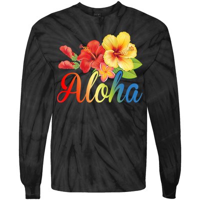 Aloha Floral Hawaiian Tropical Tie-Dye Long Sleeve Shirt