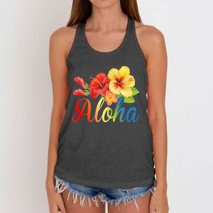 Aloha Floral Hawaiian Tropical Women's Knotted Racerback Tank