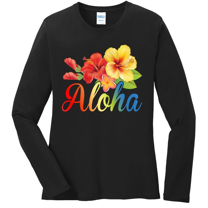 Aloha Floral Hawaiian Tropical Ladies Long Sleeve Shirt