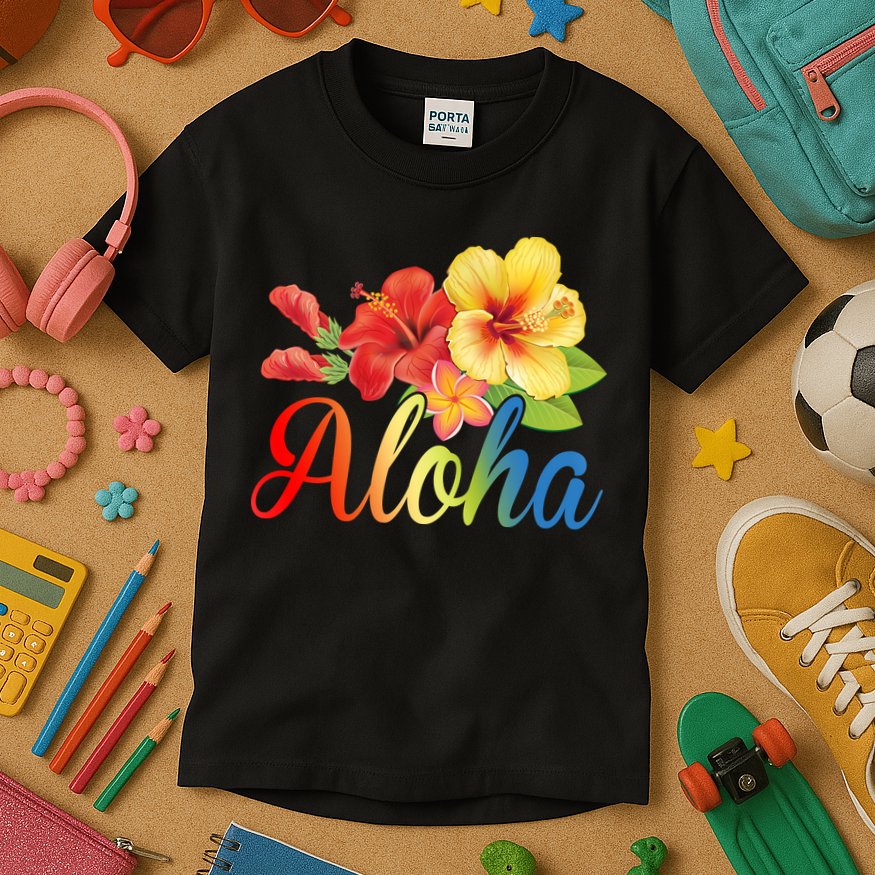 Aloha Floral Hawaiian Tropical Kids T-Shirt