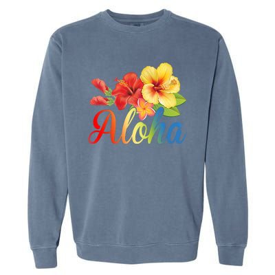 Aloha Floral Hawaiian Tropical Garment-Dyed Sweatshirt