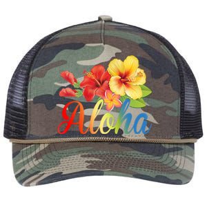 Aloha Floral Hawaiian Tropical Retro Rope Trucker Hat Cap