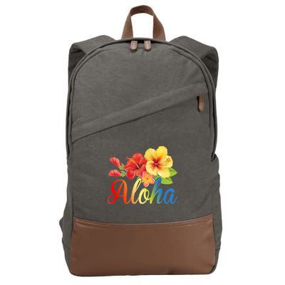 Aloha Floral Hawaiian Tropical Cotton Canvas Backpack