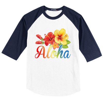 Aloha Floral Hawaiian Tropical Baseball Sleeve Shirt