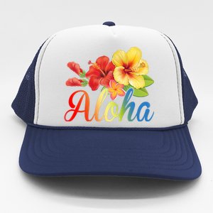 Aloha Floral Hawaiian Tropical Trucker Hat