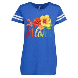 Aloha Floral Hawaiian Tropical Enza Ladies Jersey Football T-Shirt