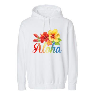 Aloha Floral Hawaiian Tropical Garment-Dyed Fleece Hoodie