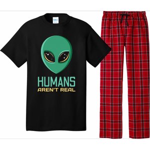 Alien Funny Humans ArenT Real Cute Ufo Alien Head Gift Pajama Set