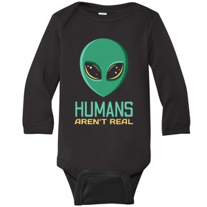 Alien Funny Humans ArenT Real Cute Ufo Alien Head Gift Baby Long Sleeve Bodysuit