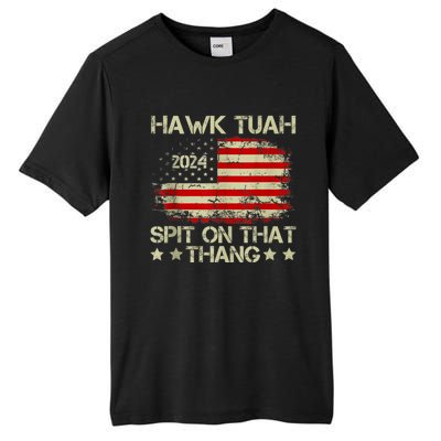 American Flag Hawk Tuah 24 Spit On That Thang Tall Fusion ChromaSoft Performance T-Shirt