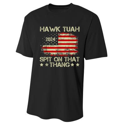 American Flag Hawk Tuah 24 Spit On That Thang Performance Sprint T-Shirt