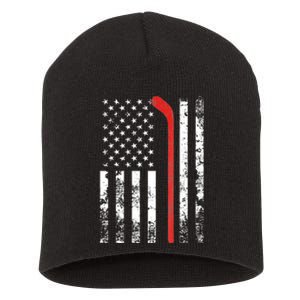 American Flag Hockey USA Patriotic Gift Short Acrylic Beanie