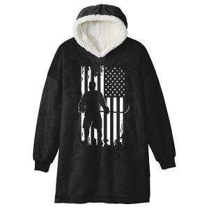 American Flag Hockey Apparel Gift Hockey Gift Hooded Wearable Blanket