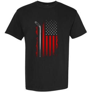 American Flag Hockey Apparel Gift Hockey Funny Gift Garment-Dyed Heavyweight T-Shirt