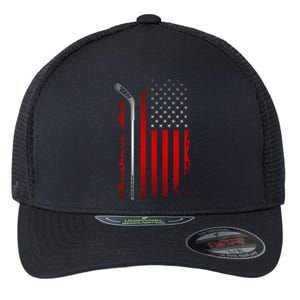 American Flag Hockey Apparel Gift Hockey Funny Gift Flexfit Unipanel Trucker Cap