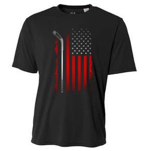 American Flag Hockey Apparel Gift Hockey Funny Gift Cooling Performance Crew T-Shirt