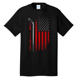 American Flag Hockey Apparel Gift Hockey Funny Gift Tall T-Shirt