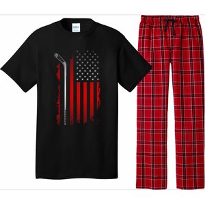 American Flag Hockey Apparel Gift Hockey Funny Gift Pajama Set