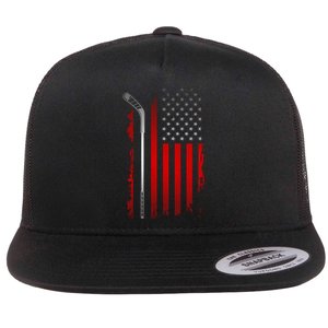 American Flag Hockey Apparel Gift Hockey Funny Gift Flat Bill Trucker Hat