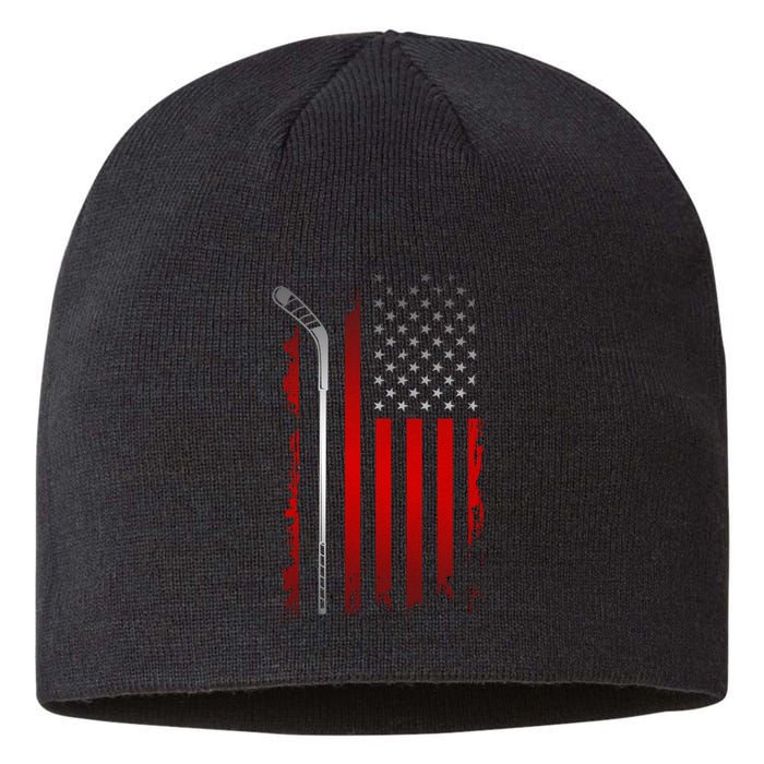 American Flag Hockey Apparel Gift Hockey Funny Gift Sustainable Beanie