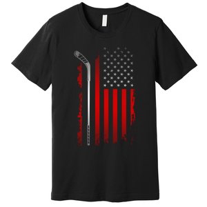 American Flag Hockey Apparel Gift Hockey Funny Gift Premium T-Shirt