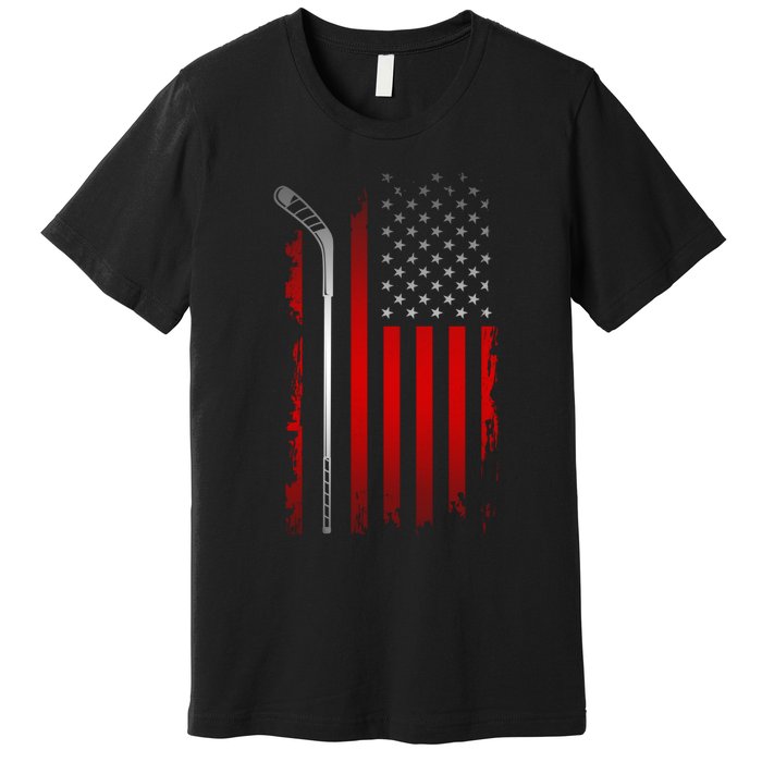 American Flag Hockey Apparel Gift Hockey Funny Gift Premium T-Shirt