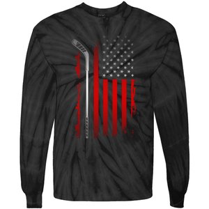 American Flag Hockey Apparel Gift Hockey Funny Gift Tie-Dye Long Sleeve Shirt