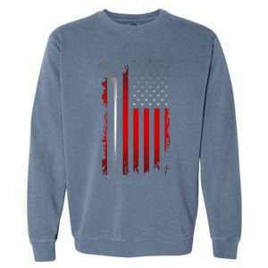 American Flag Hockey Apparel Gift Hockey Funny Gift Garment-Dyed Sweatshirt