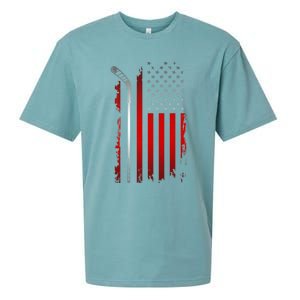 American Flag Hockey Apparel Gift Hockey Funny Gift Sueded Cloud Jersey T-Shirt