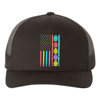 American Flag Happy Easter Egg Hunting Patriotic Easter Day Yupoong Adult 5-Panel Trucker Hat