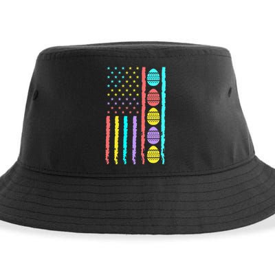 American Flag Happy Easter Egg Hunting Patriotic Easter Day Sustainable Bucket Hat