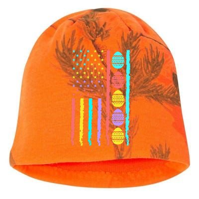 American Flag Happy Easter Egg Hunting Patriotic Easter Day Kati - Camo Knit Beanie