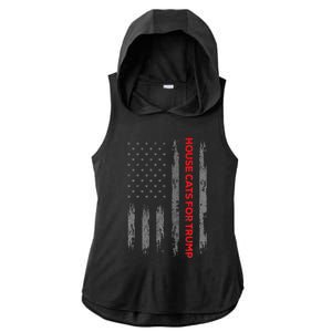 American Flag House Cats For Trump 2024 Trump Cats Ladies PosiCharge Tri-Blend Wicking Draft Hoodie Tank