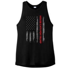 American Flag House Cats For Trump 2024 Trump Cats Ladies PosiCharge Tri-Blend Wicking Tank