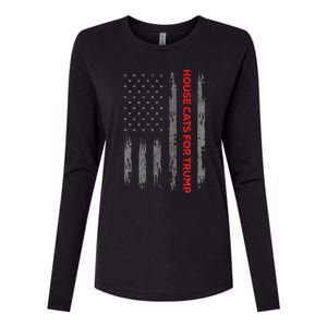 American Flag House Cats For Trump 2024 Trump Cats Womens Cotton Relaxed Long Sleeve T-Shirt