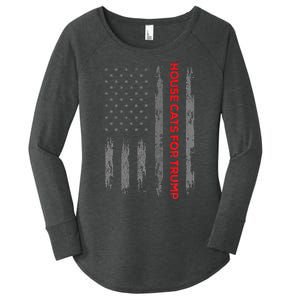 American Flag House Cats For Trump 2024 Trump Cats Women's Perfect Tri Tunic Long Sleeve Shirt