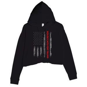 American Flag House Cats For Trump 2024 Trump Cats Crop Fleece Hoodie