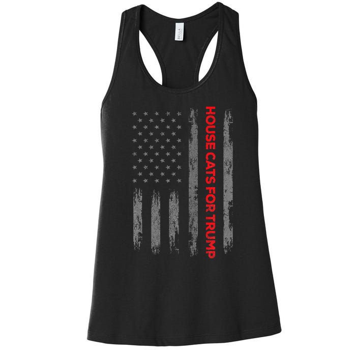 American Flag House Cats For Trump 2024 Trump Cats Women's Racerback Tank