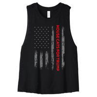 American Flag House Cats For Trump 2024 Trump Cats Women's Racerback Cropped Tank