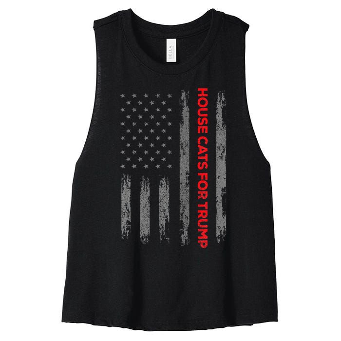 American Flag House Cats For Trump 2024 Trump Cats Women's Racerback Cropped Tank