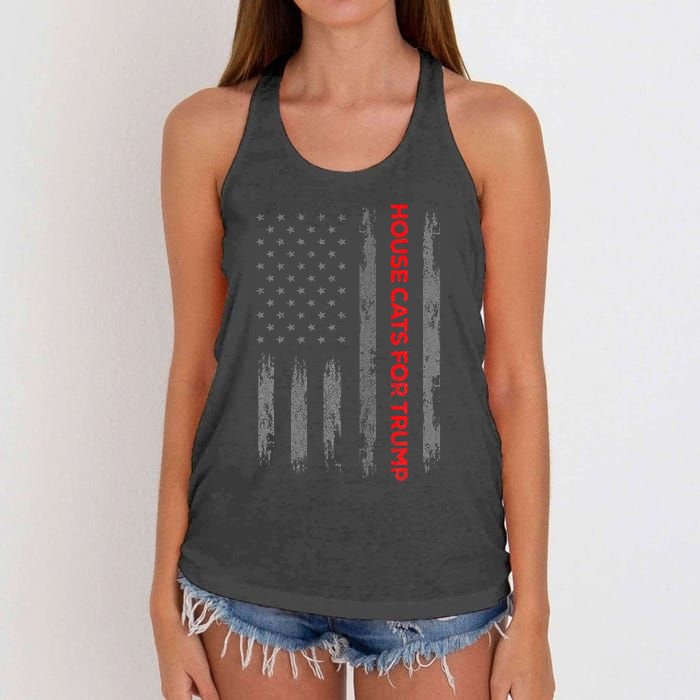 American Flag House Cats For Trump 2024 Trump Cats Women's Knotted Racerback Tank