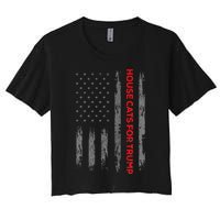 American Flag House Cats For Trump 2024 Trump Cats Women's Crop Top Tee