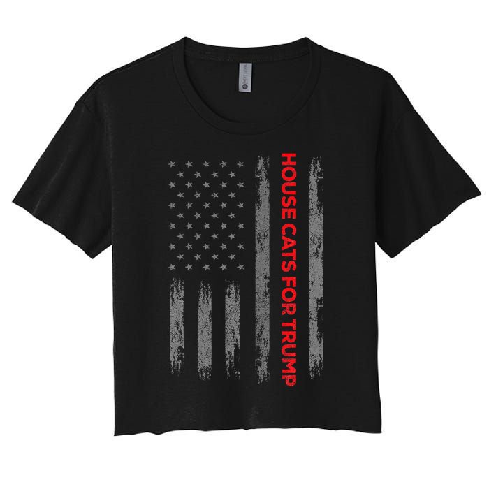 American Flag House Cats For Trump 2024 Trump Cats Women's Crop Top Tee