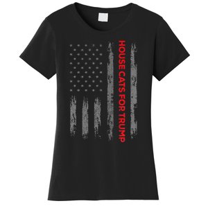 American Flag House Cats For Trump 2024 Trump Cats Women's T-Shirt