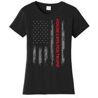 American Flag House Cats For Trump 2024 Trump Cats Women's T-Shirt