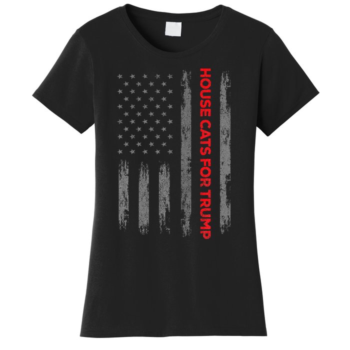 American Flag House Cats For Trump 2024 Trump Cats Women's T-Shirt