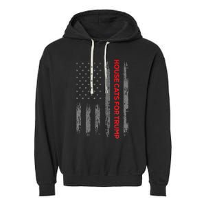 American Flag House Cats For Trump 2024 Trump Cats Garment-Dyed Fleece Hoodie