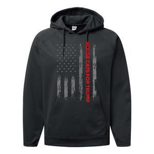 American Flag House Cats For Trump 2024 Trump Cats Performance Fleece Hoodie