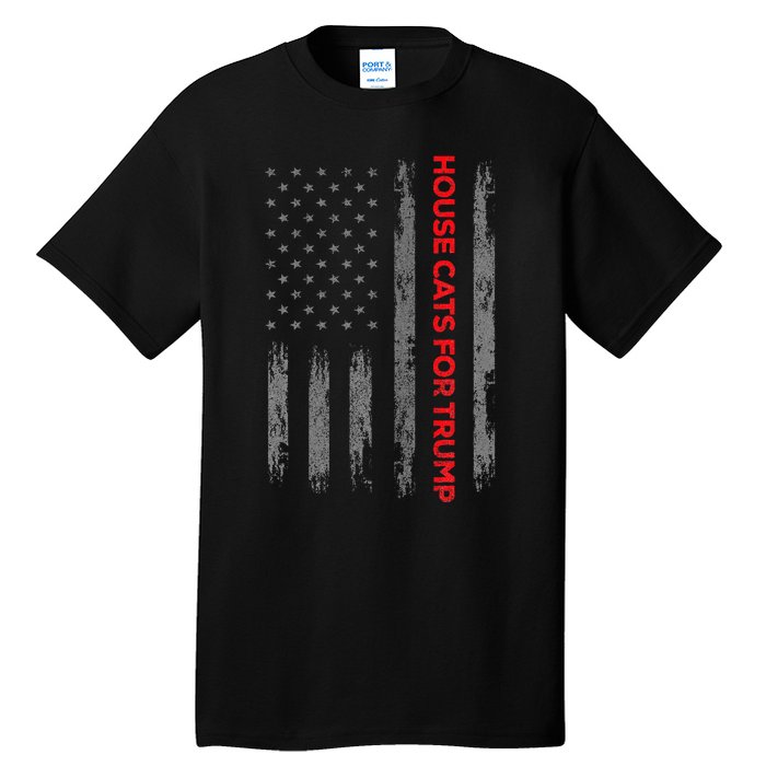 American Flag House Cats For Trump 2024 Trump Cats Tall T-Shirt